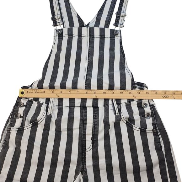 Striped Overall Romper Womens Medium Black White Beetlejuice Referee Conductor - Picture 14 of 16